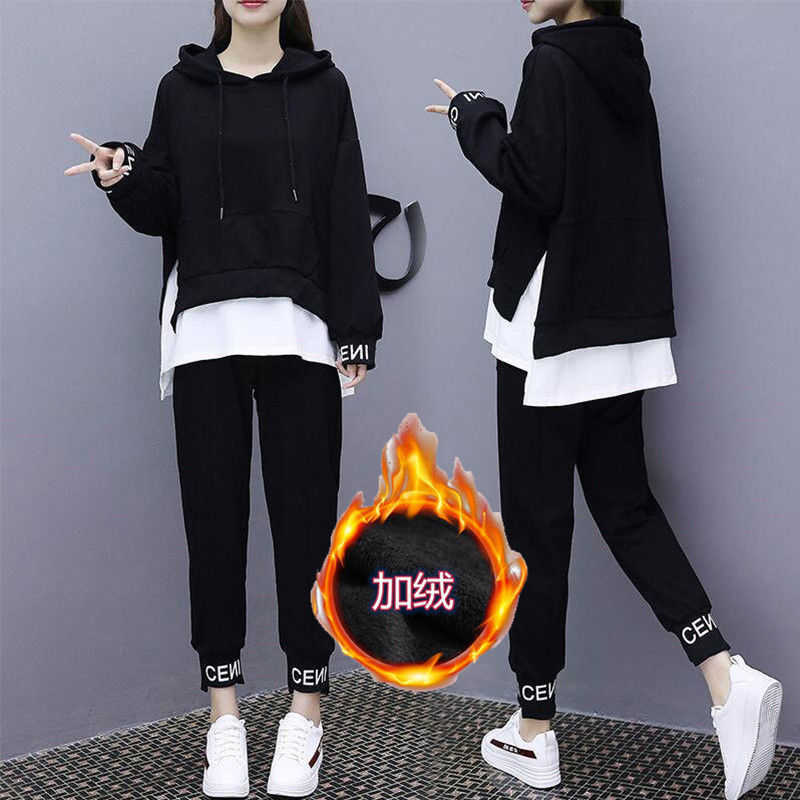 Spring And Autumn Korean Version Plus Size Tracksuit Women 2021 Fashion Hip-Hop Two Piece Set Women Casual Sports Suit Women Y0625