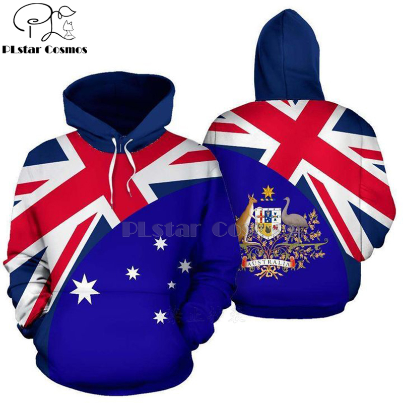 Men Women AUSTRALIA flag print 3D Hoodies Funny country Sweatshirt Fashion Hooded Long Sleeve unisex Koala kangaroo Pullover-4 201020