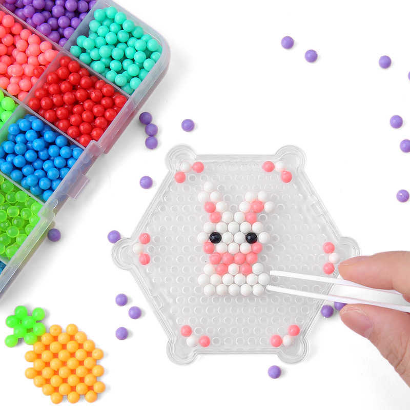 Diy Magic Aqua Animal Molds Hand Making 3d string of beads Puzzle New Kids Educational Toys For Children Spell Replenish beans