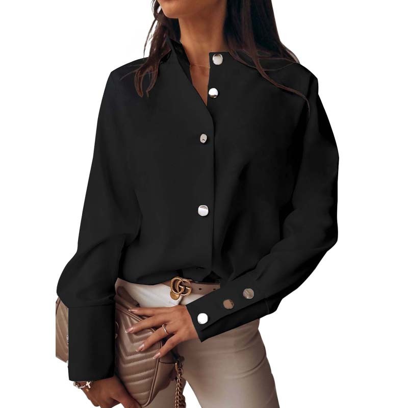 Autumn White Blouse Womens Casual Fashion Stand Collar Long Sleeve Plus Size Office Ladies Shirt Elegant Female Tops And Blouses 210225