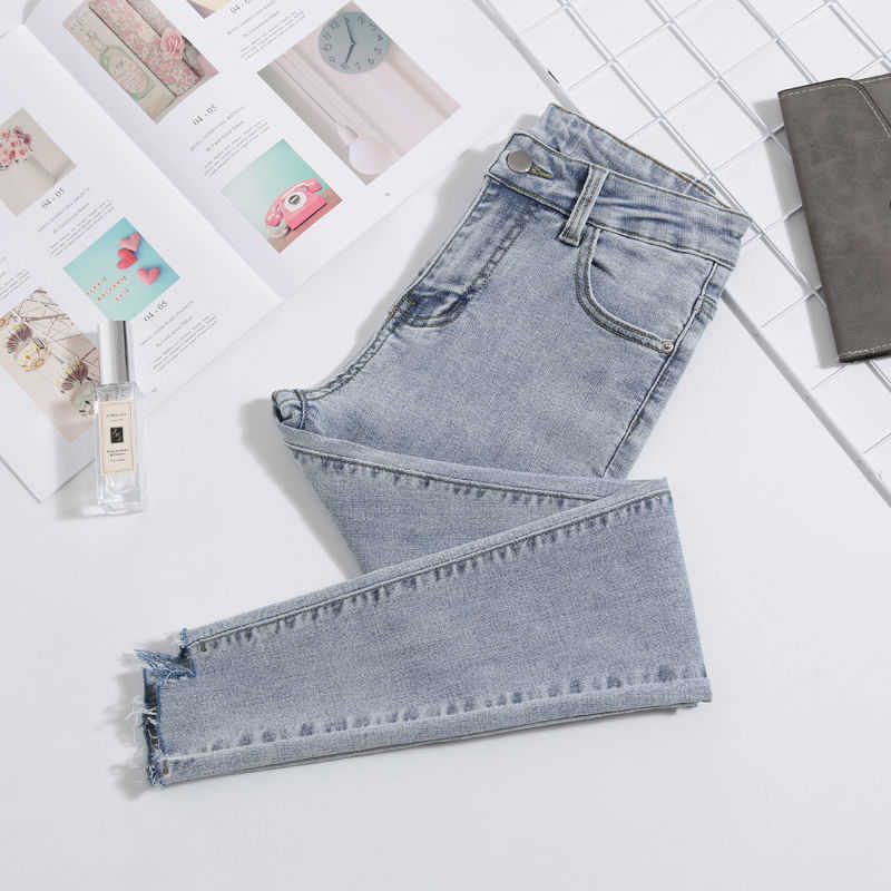 Women jeans Plus Size High Waist Stretch Washed Skinny Jeans Female Denim Pants Pencil Light Blue Gray Black 210809