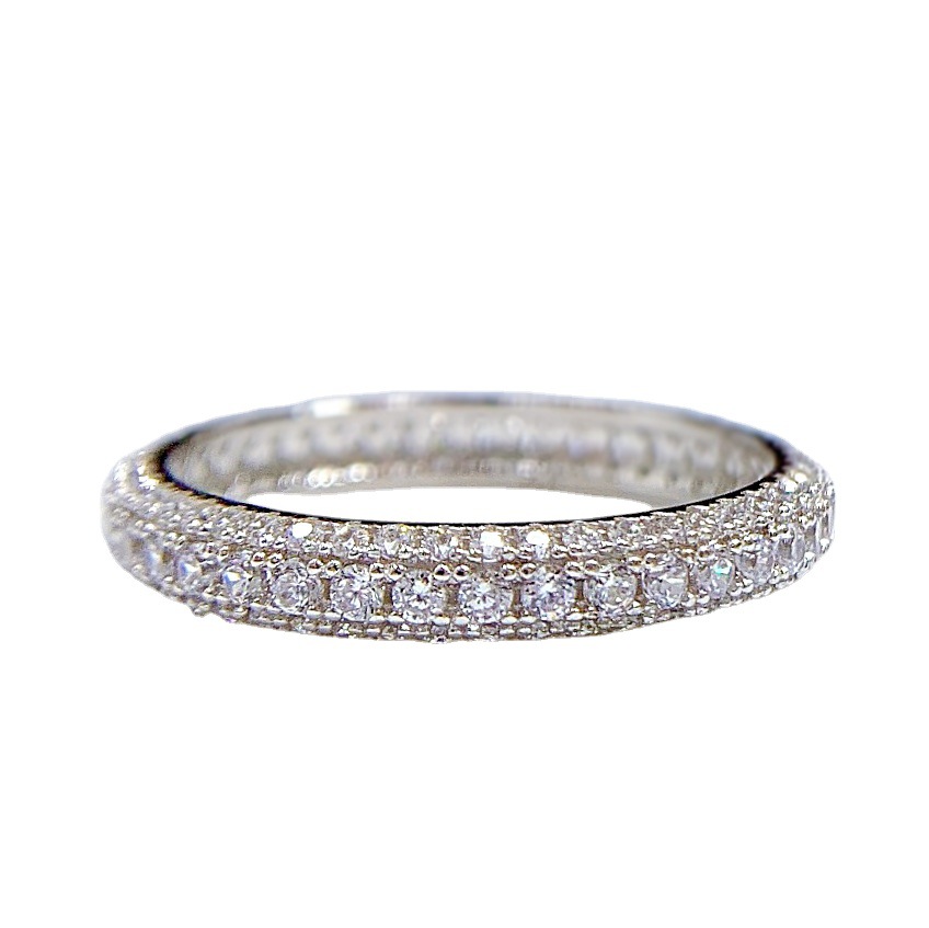 Eternity Micro Pave Moissanite Dia Ring Sterg Sier Wedding Band Rings for Women Men Promise Jewelry engagement rings