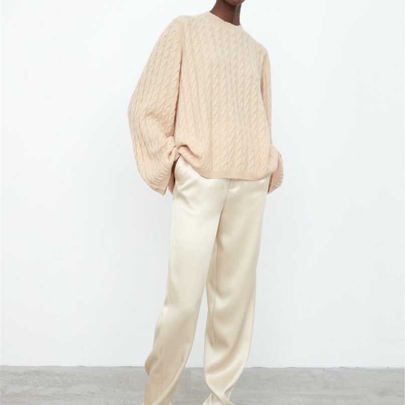 colors!! Tote*e cabl* winter season cashmere o-neck casual loose style longer rear sweater 211011Z