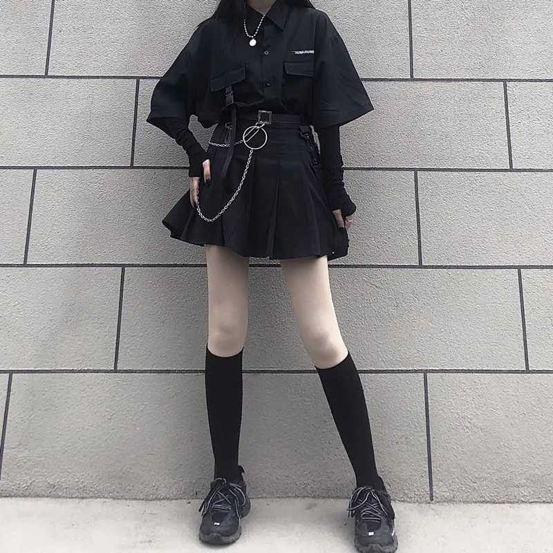 Skirts Women' Suit Summer Korean Version Of Wild Dark Loose BF Shirt Top Two-piece Harajuku Mail Punk, 01
Skirts Women' Suit Summer Korean Version Of Wild Dark Loose BF Shirt Top Two-piece Harajuku Mail Punk, 01