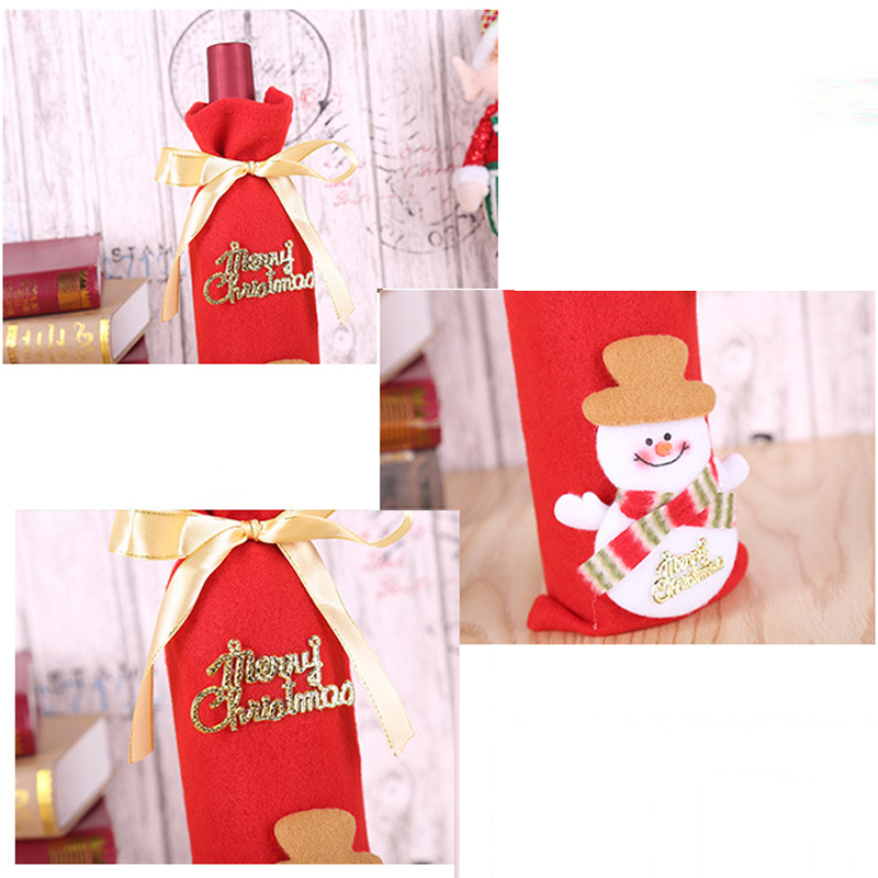 Christmas Decorations Santa Claus Bottles Non-woven Gift Bags Champagne Wine Sets DH0201 Free shipping