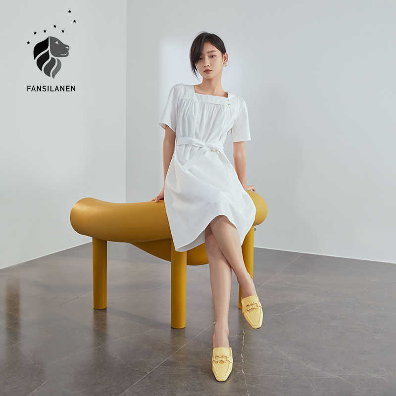 FANSILANEN French Square Collar Puff Sleeve White Dress Women Summer Short Skirt 210607
FANSILANEN French Square Collar Puff Sleeve White Dress Women Summer Short Skirt 210607