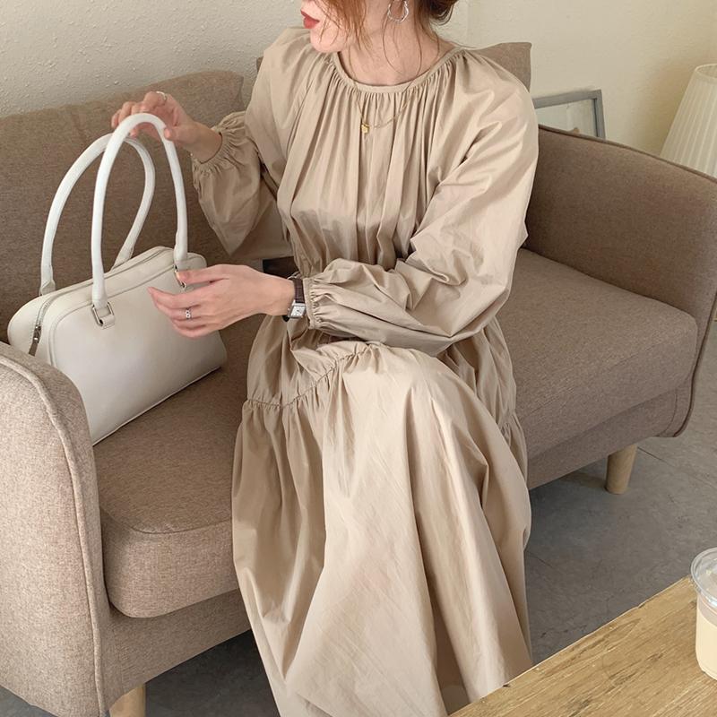 Casual Dresses Autumn Loose O Puff Sleeve Khaki Dress Women Pleated Vestidos Mujer Minimalism Full Black White Vintage Street, Black;gray
Casual Dresses Autumn Loose O Puff Sleeve Khaki Dress Women Pleated Vestidos Mujer Minimalism Full Black White Vintage Street, Black;gray