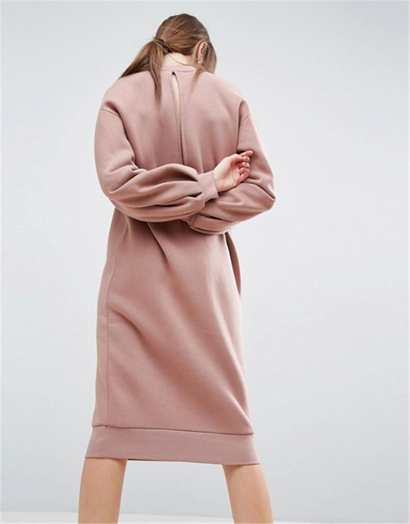 AEL Space Cotton Sweatshirt Dress Bishop Sleeve Backless Long Dresses Loose Plus Size Hight Quality Women Clothing 201204