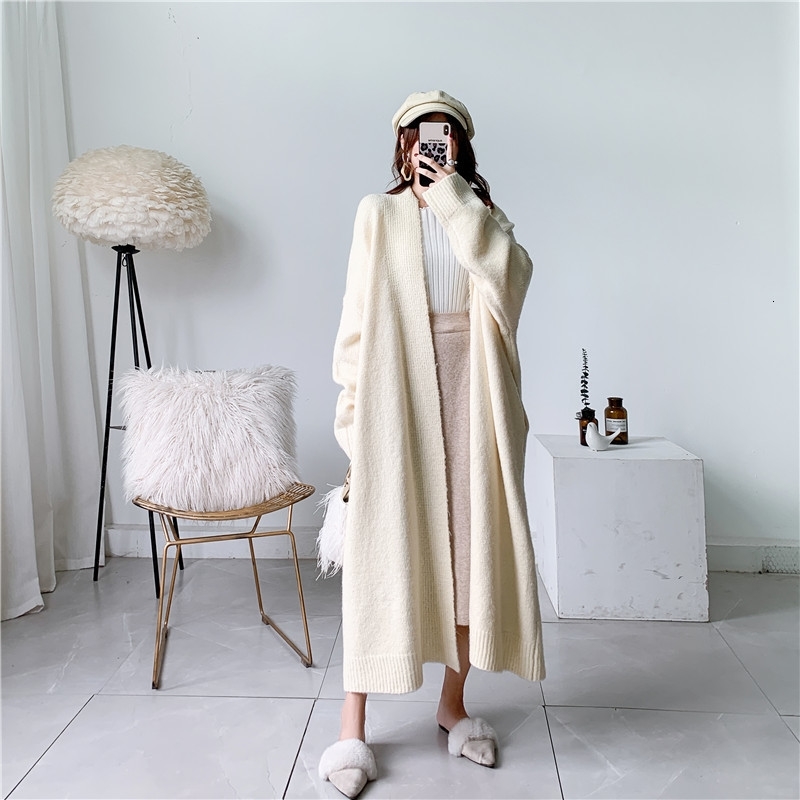 LANMREM New autumn Fashion Women Clothes Scarf Collar Lantern Sleeves Pocket Loose Knits Cardigan WJ82604 210218