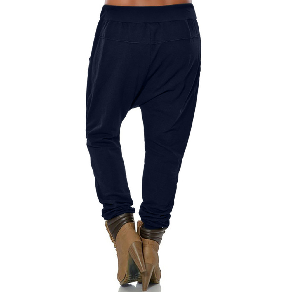 JAYCOSIN Fashion Girlfriend Women Hipsters Harem Pants Bloomers Baggy Pants Trousers Loose Wash Dark Drawstring Button Elastic 201012