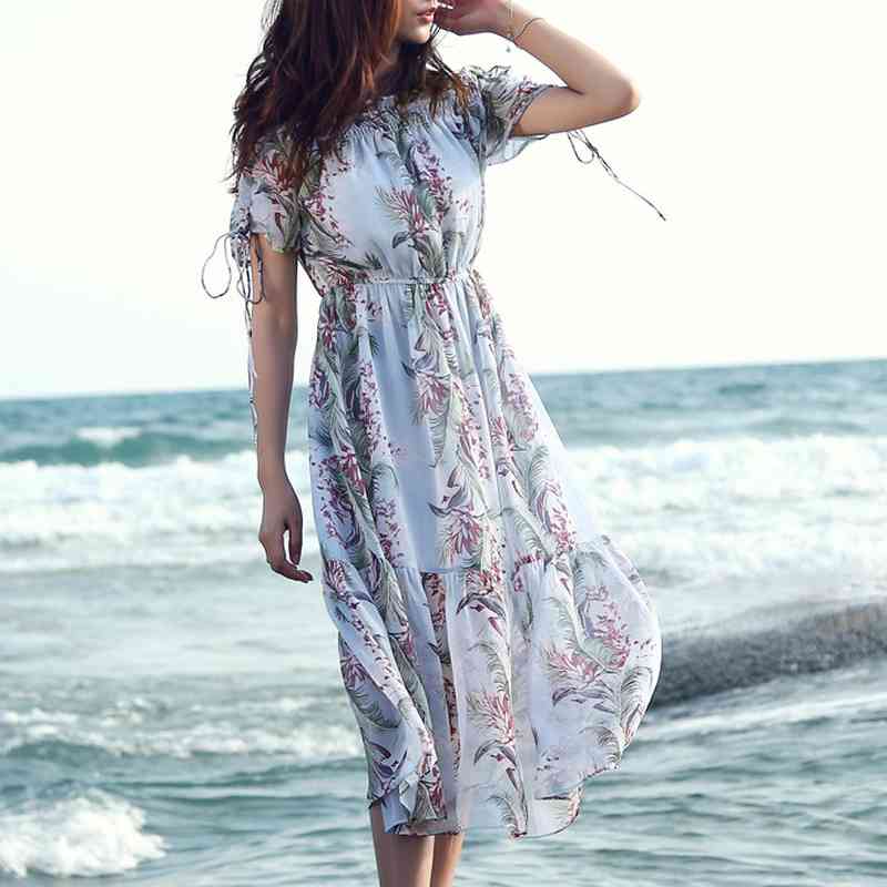 Summer Bohemian Print Chiffon Dresses for Women Slash Neck Drawstring Holiday Dress Elegant Office Lady Vestidos Feminino 210525, Blue
Summer Bohemian Print Chiffon Dresses for Women Slash Neck Drawstring Holiday Dress Elegant Office Lady Vestidos Feminino 210525, Blue
