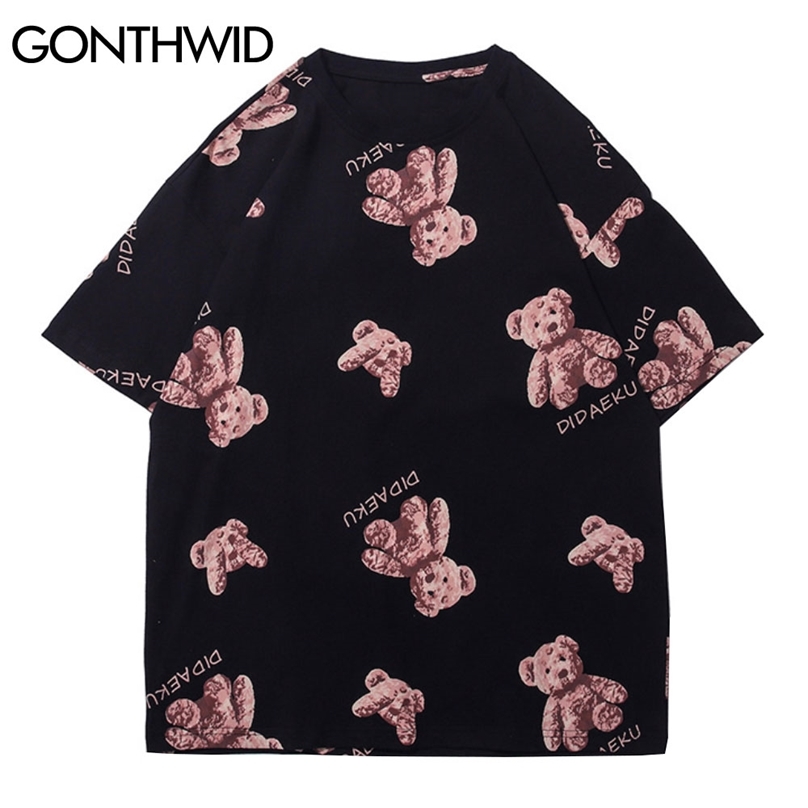 Tees Shirts Harajuku Bear Toy Print Cotton Tshirts Hip Hop Fashion Streetwear T-Shirts Casual Short Sleeve Tops 210602, Black
Tees Shirts Harajuku Bear Toy Print Cotton Tshirts Hip Hop Fashion Streetwear T-Shirts Casual Short Sleeve Tops 210602, Black
