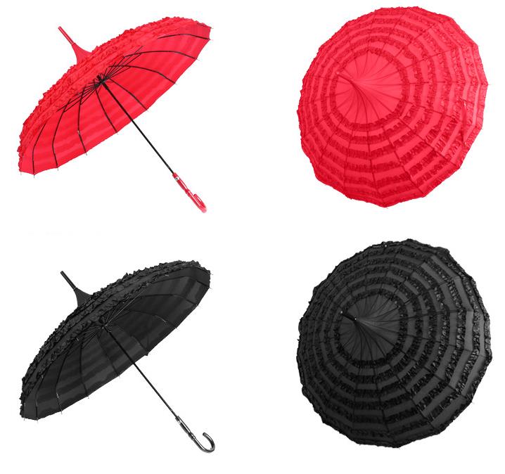 30pcs Princess Royal Sun Umbrella Lady Pagoda Fancy Lace Sunshade Parasol Straight Long Handle Wedding Party Decoration SN2495