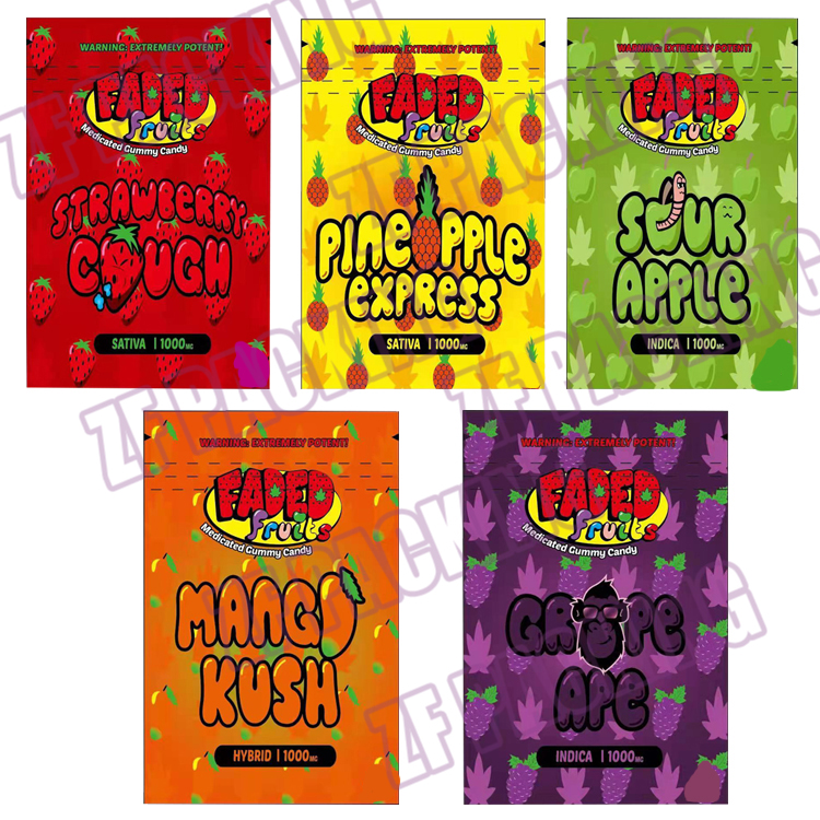 Edible packaging bag 500mg 1000mg FADED fruits strawberry caugh sour pine apple express grape ape mango kush candy mylar bags for candy Dry Herb Tobacco Flower
Edible packaging bag 500mg 1000mg FADED fruits strawberry caugh sour pine apple express grape ape mango kush candy mylar bags for candy Dry Herb Tobacco Flower