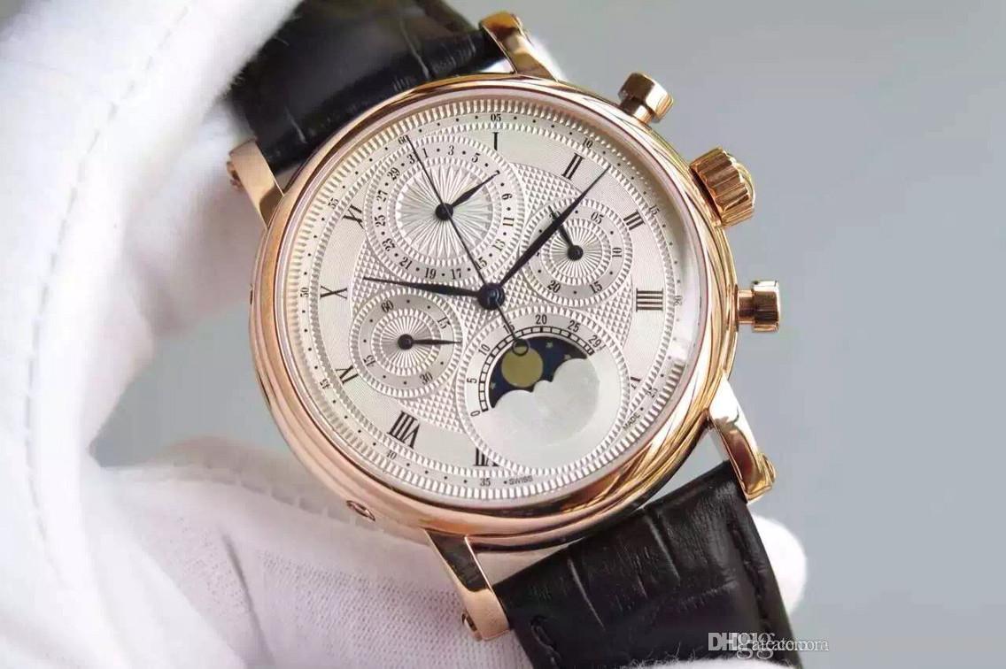 BM super montre DE luxe lunar phase function leather watchband 7750 manual chain mechanical movement watches designer watches, Original box 
BM super montre DE luxe lunar phase function leather watchband 7750 manual chain mechanical movement watches designer watches, Original box