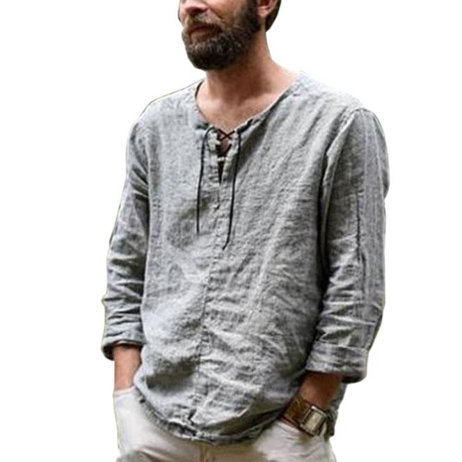 2020 spring summer new blouse solid color long sleeve shirt men's shirt cotton and linen T-shirt, As picture
2020 spring summer new blouse solid color long sleeve shirt men's shirt cotton and linen T-shirt, As picture
