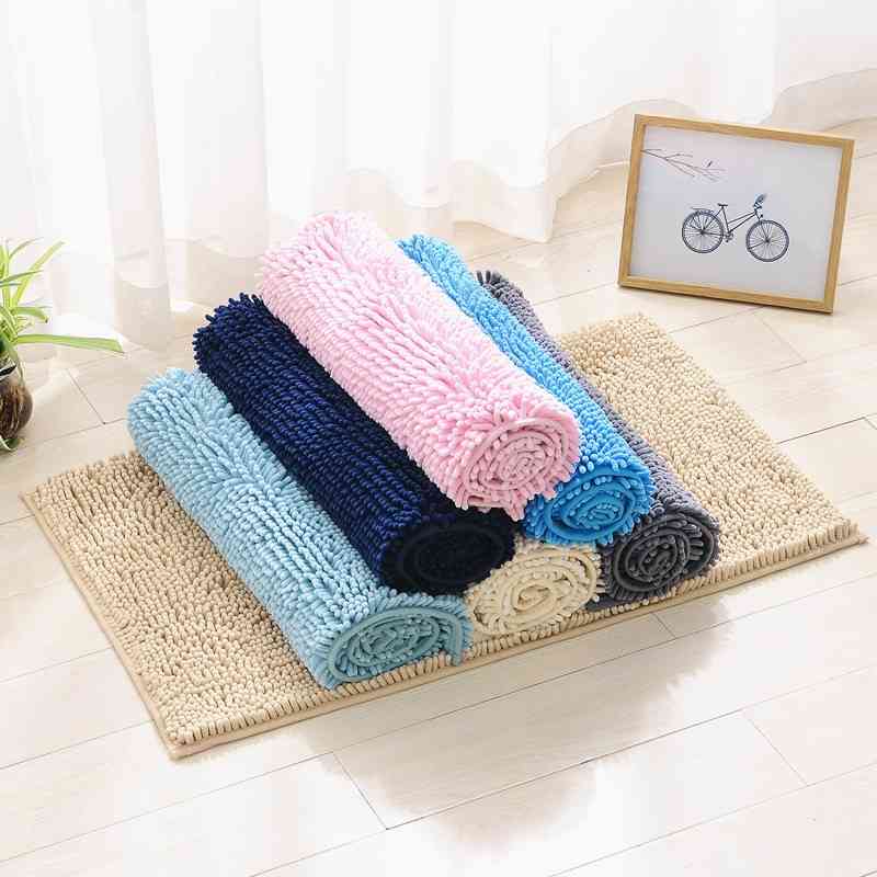 Hot melt adhesive chenille plain carpet home door indoor bathroom anti-skid long wool floor mat, Pink
Hot melt adhesive chenille plain carpet home door indoor bathroom anti-skid long wool floor mat, Pink