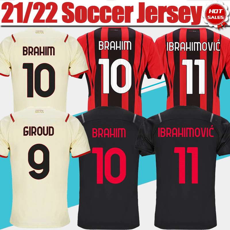 #11 IBRAHIMOVIC #9 GIROUD Home Red Black Soccer Jersey 2021/2022 #10 BRAHIM #19 THEO Away Soccer Shirt 21/22 #13 ROMAGNOLI 3rd Football Uniforms, Away no patch
#11 IBRAHIMOVIC #9 GIROUD Home Red Black Soccer Jersey 2021/2022 #10 BRAHIM #19 THEO Away Soccer Shirt 21/22 #13 ROMAGNOLI 3rd Football Uniforms, Away no patch