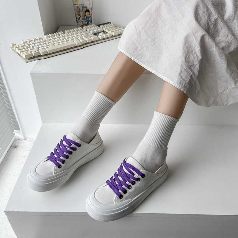 Women's Sneakers Korean Style Comfortable Low-top Round Toe Lace-up Canvas Sneakers Y0907