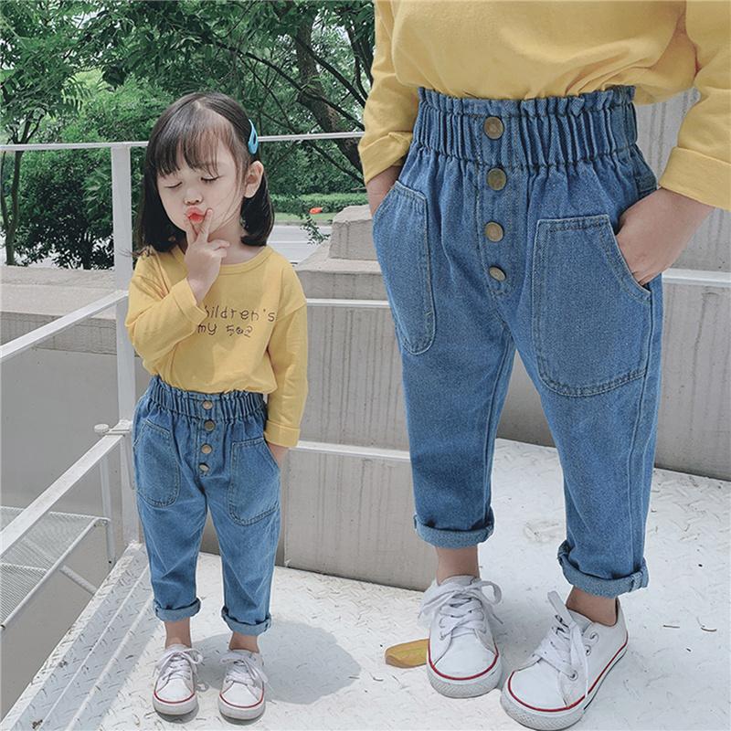 Jeans Kids High Waist Jeans, Elastic Buttoned Loose Long Trousers With Pockets For Spring Autumn 6Months-5Years, Blue
Jeans Kids High Waist Jeans, Elastic Buttoned Loose Long Trousers With Pockets For Spring Autumn 6Months-5Years, Blue