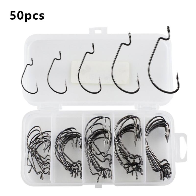 Fishing Hooks 50pcs Crank Hook Set Carbon Steel Wide Offset Fishhook For Soft Worm Lure Barbed Tackle
Fishing Hooks 50pcs Crank Hook Set Carbon Steel Wide Offset Fishhook For Soft Worm Lure Barbed Tackle