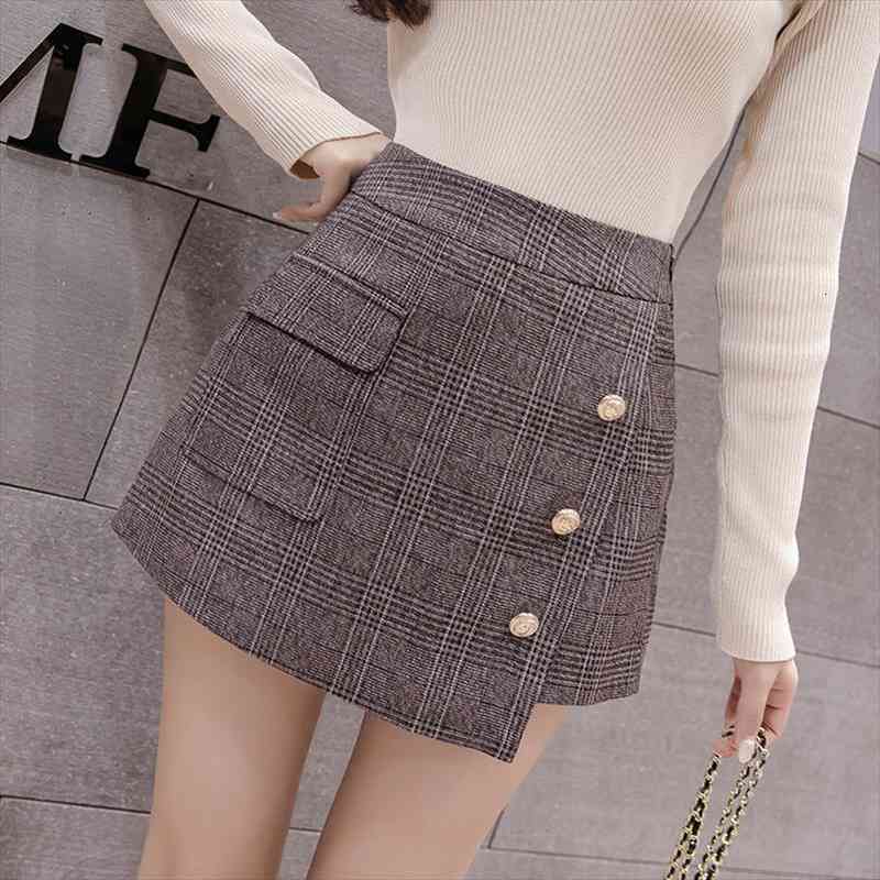 pocket wool warm winter womens shorts slim button plaid skirt retro plus size mini skirts gd910, White;black
pocket wool warm winter womens shorts slim button plaid skirt retro plus size mini skirts gd910, White;black