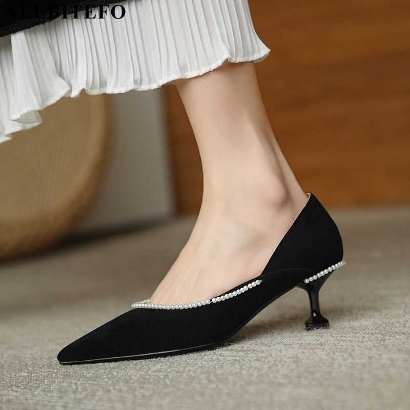 ALLBITEFO sweet Pearl genuine leather high heel shoes sheepskin inside thin heel wedding women shoes autumn women heels shoes 210611, As picture 
ALLBITEFO sweet Pearl genuine leather high heel shoes sheepskin inside thin heel wedding women shoes autumn women heels shoes 210611, As picture