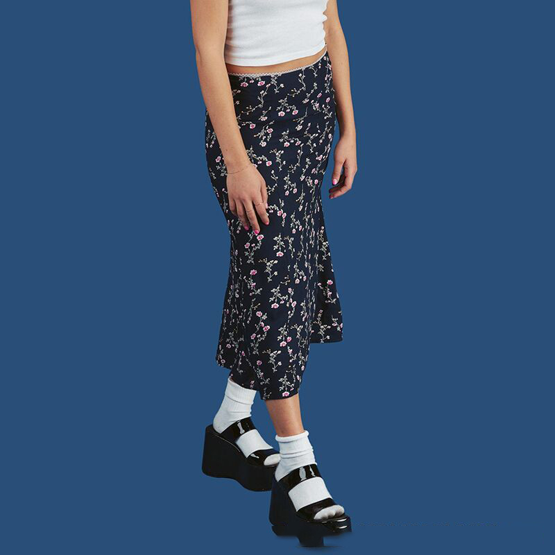 Vintage High Waist midi Skirts Women Streetwear Cotton Long Skirts Chic Vintage Style Ladies Summer Plaid skirts 210309