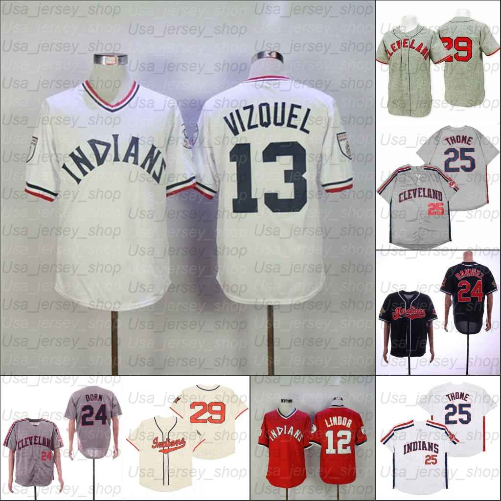Retro Baseball 1948 1951 and 1995 Home Jersey 25 THOME 24 RAMIREZ 12 LINDOR 13 VIZQUEL BLACK, As photo
Retro Baseball 1948 1951 and 1995 Home Jersey 25 THOME 24 RAMIREZ 12 LINDOR 13 VIZQUEL BLACK, As photo