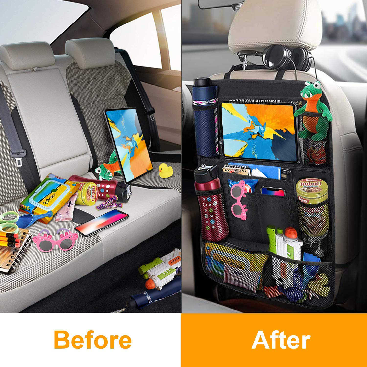 Back Seat 2pcs Car Organizer 9 Storage Pockets with Touch Screen Tablet Holder Protector for Kids Children Accessories
Back Seat 2pcs Car Organizer 9 Storage Pockets with Touch Screen Tablet Holder Protector for Kids Children Accessories