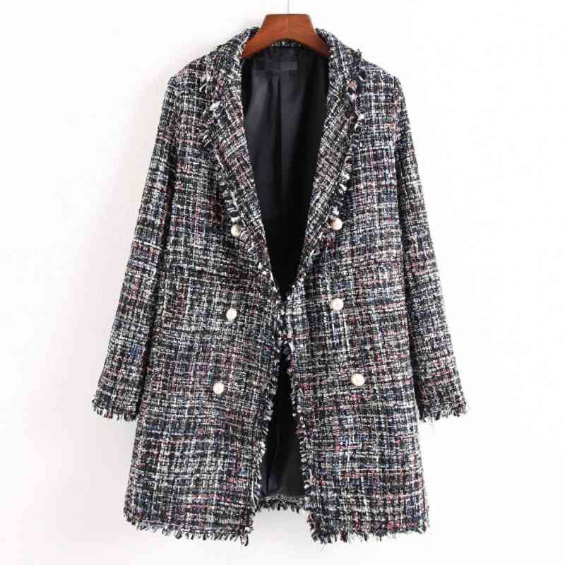 Casual Plaid Lady's Long Jacket Suit Female autumn and winter long-sleeved plaid blazer Women's retro suit jacket 210527, Black
Casual Plaid Lady's Long Jacket Suit Female autumn and winter long-sleeved plaid blazer Women's retro suit jacket 210527, Black