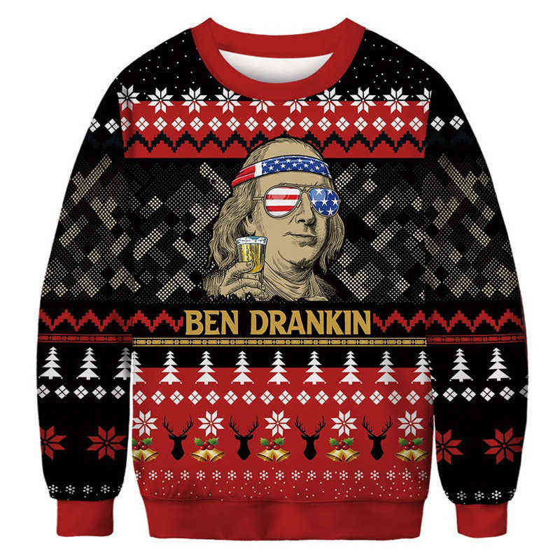 XXS-6XL Ugly Christmas Sweater 3D Funny Cartoon Anime Xmas Sweaters Jumpers Tops Men Women Autumn Holiday Party Sweatshirt Y1118