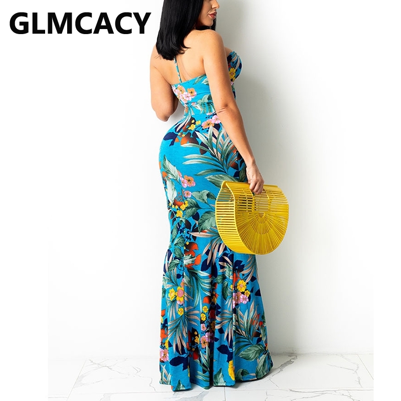 Halter Backless Floral Printed Maxi Dress Elegant Evening Party Formal Dress 210702
