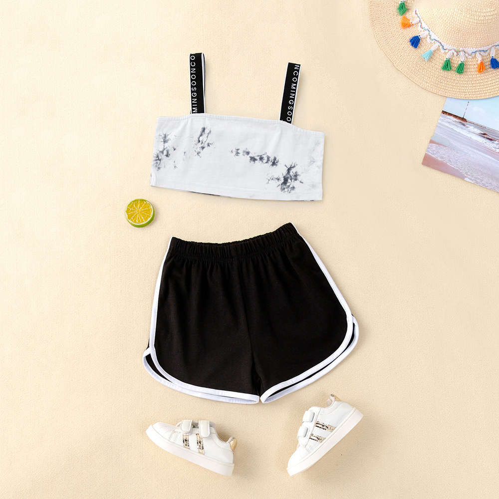 Boys and girls suits Children's summer suspender vest with black shorts 2-piece set 1010a, White
Boys and girls suits Children's summer suspender vest with black shorts 2-piece set 1010a, White