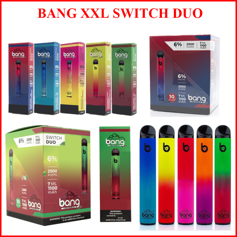 Bang XXL 2in1 Switch Duo Disposable Cigarettes Device Kit 2500Puffs 1100mAh Battery 7ML Pods Vape Pen 8 Colors
Bang XXL 2in1 Switch Duo Disposable Cigarettes Device Kit 2500Puffs 1100mAh Battery 7ML Pods Vape Pen 8 Colors