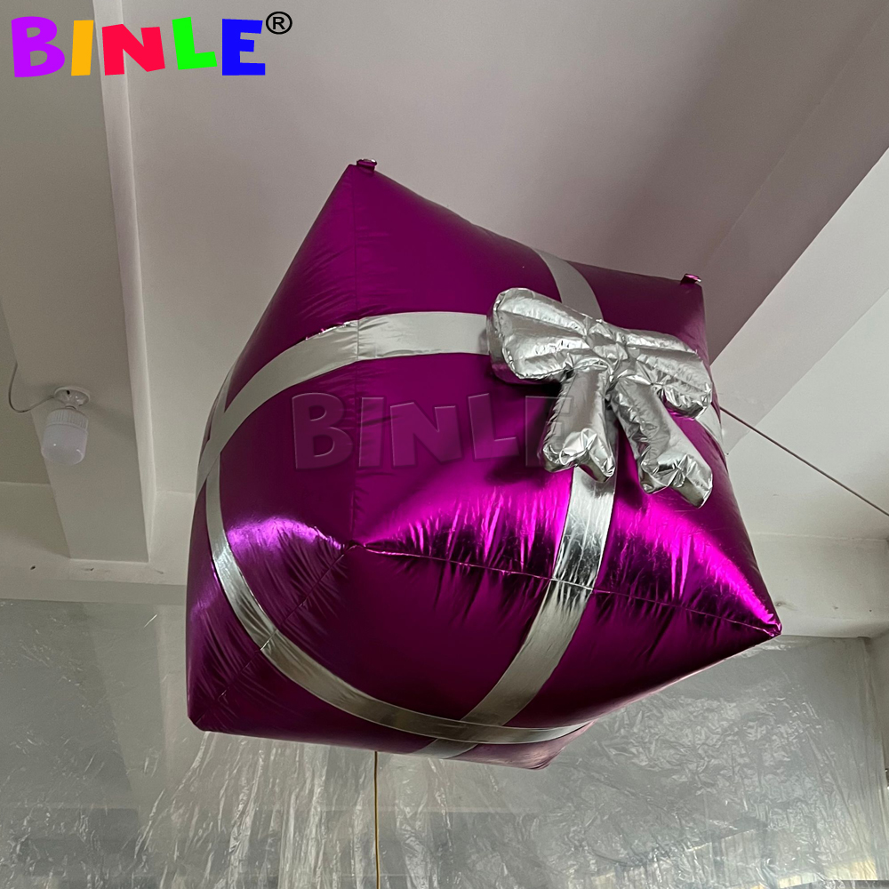 Shinning Giant Christmas Inflatable Gift Box Ornament Airblown Holiday Present For Advertising