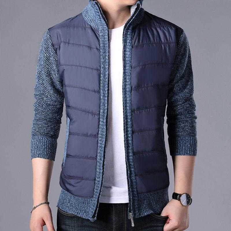 Men's Thick Sweater Coat Male Autumn Winter Parkas Patchwork Sweatercoat Zipper Cardigans Sweater Man Jacket Outerwear 211018