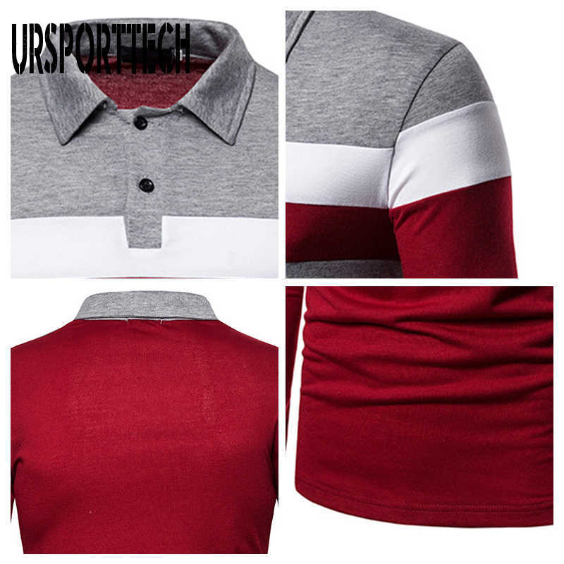 URSPORTTECH Polo Shirt Men Autumn Long Sleeve Polo T Shirt Men Business Casual Fashion Tops Men's Polo Shirts Three Colors 210528