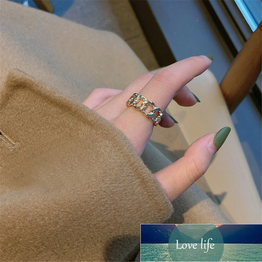 Simple Design Silver Color Metal Chain Open Ring For Women Hiphop Round Hollow Finger Rings Hipster Party Fashion Jewelry A964 Factory price expert de