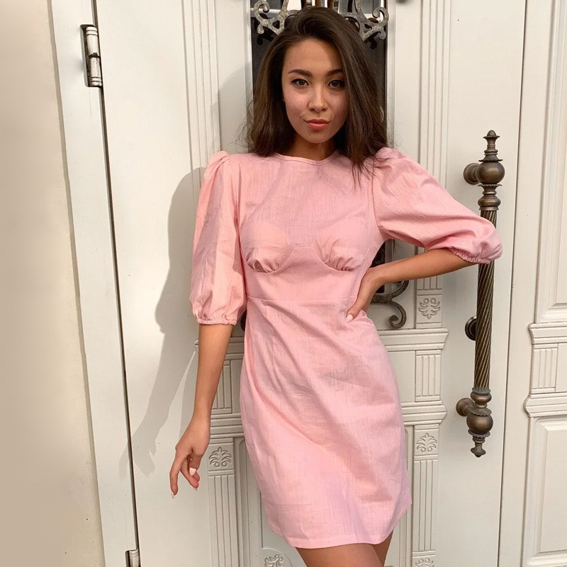 2021 New Vintage Lantern Straight Party Half Sleeve o Neck Solid Elegant Casual Autumn Fashion Women U67v, Pink
2021 New Vintage Lantern Straight Party Half Sleeve o Neck Solid Elegant Casual Autumn Fashion Women U67v, Pink