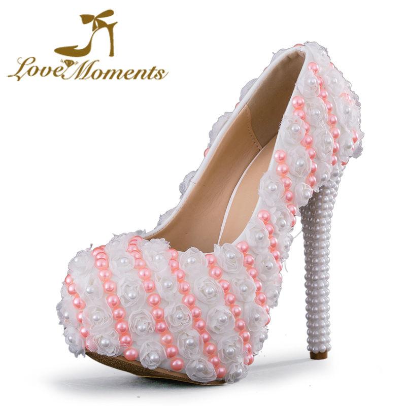 Love Moments wedding shoes woman white pink pearl lace flowers sweet female high heels platform women shoes bridal ladies, 8cm heels
Love Moments wedding shoes woman white pink pearl lace flowers sweet female high heels platform women shoes bridal ladies, 8cm heels