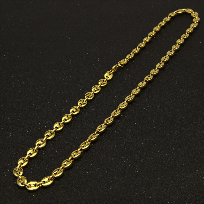 Coffee Bean Necklace and Bracelet Set High Quality Stainless Steel Mens Jewellry Two Colors Optional Hip Hop