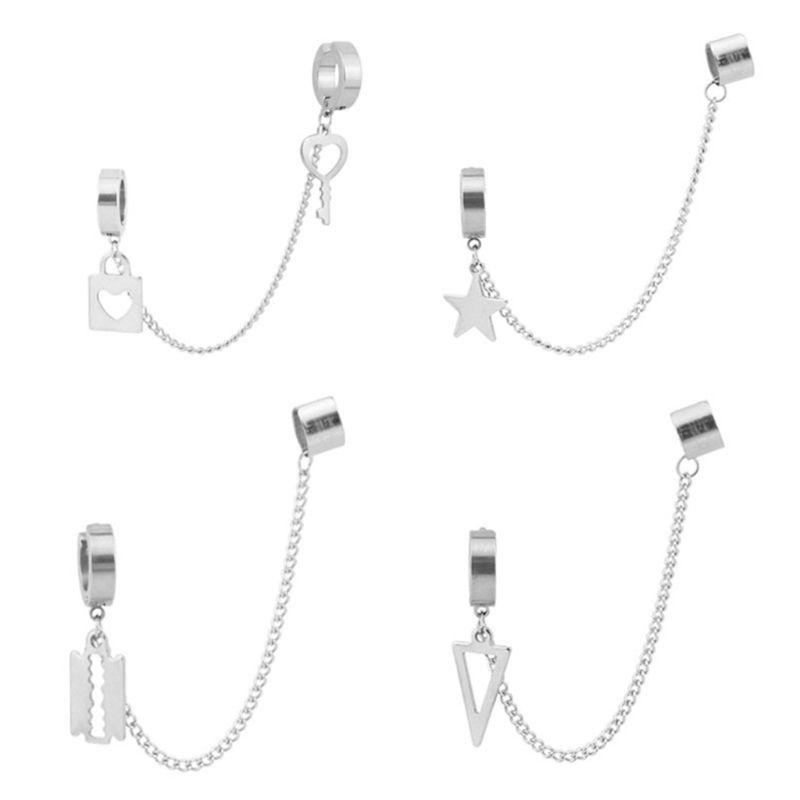 Dangle & Chandelier Fashion Stainless Steel Ear Chain Key Lock Blade Pendant Men Women Earring Couples Ears Clip Jewelry Gifts, Silver
Dangle & Chandelier Fashion Stainless Steel Ear Chain Key Lock Blade Pendant Men Women Earring Couples Ears Clip Jewelry Gifts, Silver