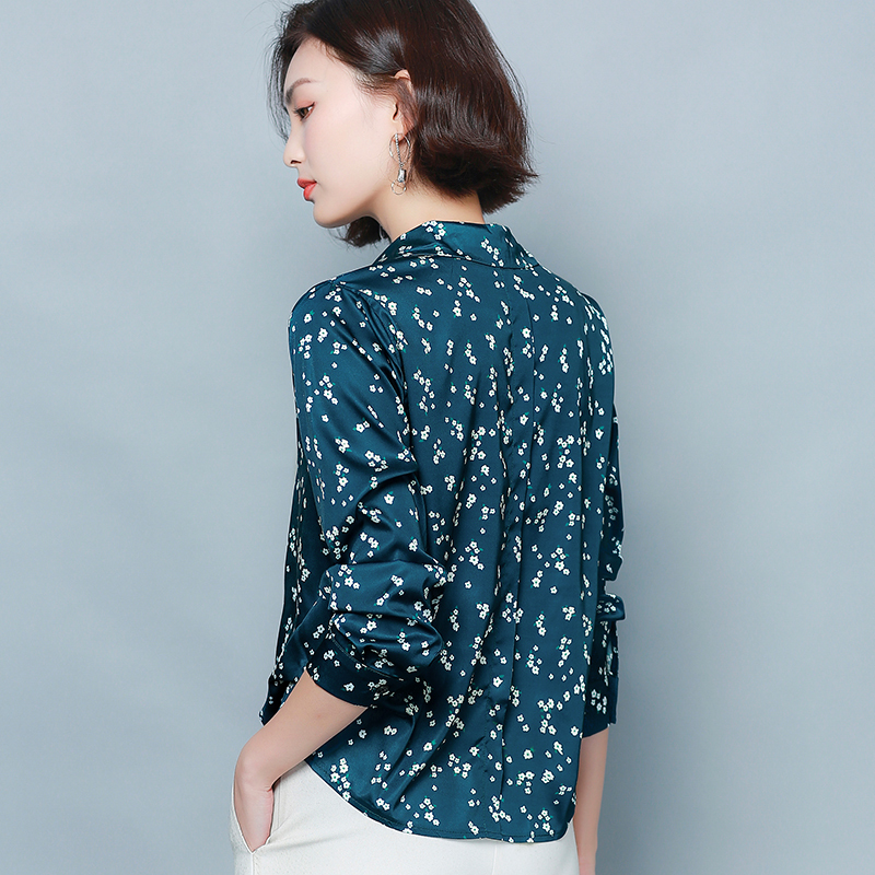 Fashion New Long Sleeve Retro Print Shirt Women Elegant Silk Blouse Office Lady Korean Loose Clothes Plus Size Satin Blusas 8333 210225