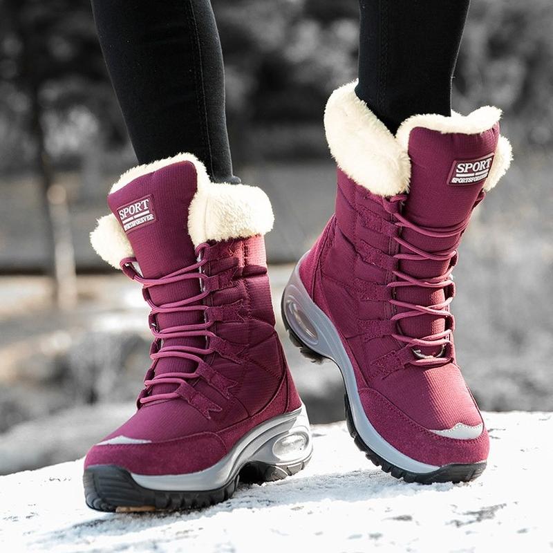 Boots Winter Women High Quality Keep Warm Mid-Calf Snow Lace-up Comfortable Ladies Chaussures Femme, Black 
Boots Winter Women High Quality Keep Warm Mid-Calf Snow Lace-up Comfortable Ladies Chaussures Femme, Black
