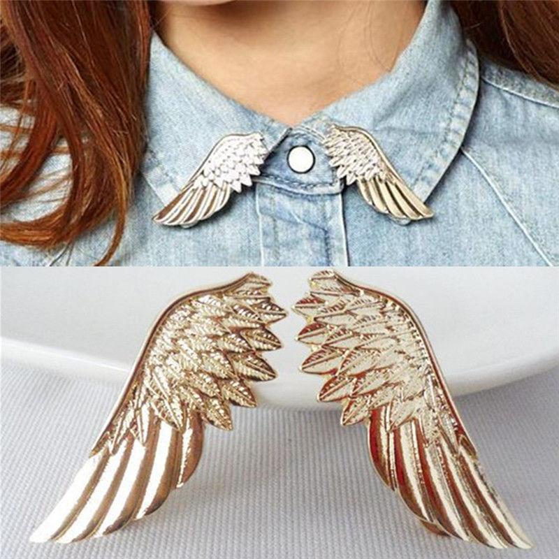 Pins, Brooches 1 Pair Women Fashion Angel Brooch Collar Pin Gothic Christmas Ornaments Gift 2 Colors