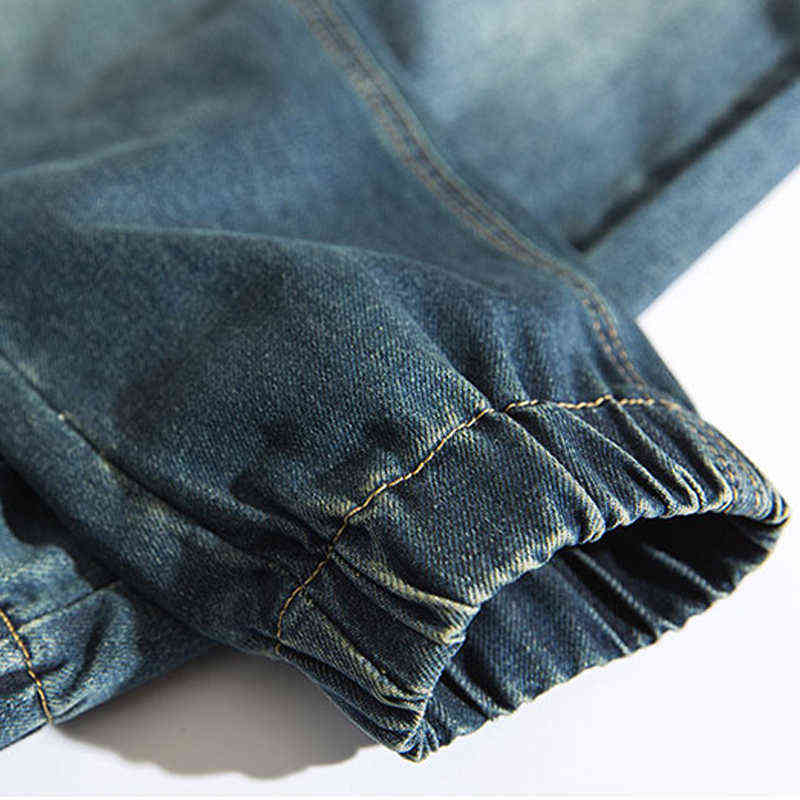 Streetwear Denim Stretch Elastic Waist Jeans Men Blue Cargo Harem Male Plus Size 5XL Joggers Korean Full Length Pants 211111