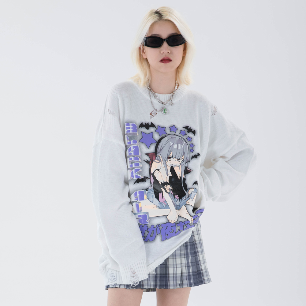 2021 New Autumn/winter Japanese Vintage Men Sweater Cartoons Harajuku Hip Hop Streetwear Pullover Oversized Women Casual Hole Tops Lgs7, White
2021 New Autumn/winter Japanese Vintage Men Sweater Cartoons Harajuku Hip Hop Streetwear Pullover Oversized Women Casual Hole Tops Lgs7, White