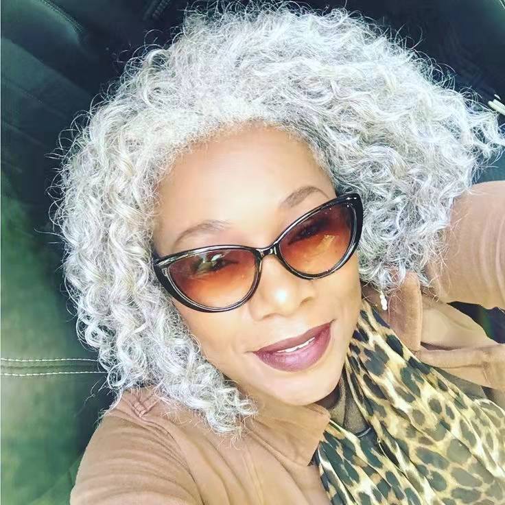 Custom white gray blend ponytail updo women grey hair extension with drawstring clip pony tail pnatural silver highlights fabulous african american ha