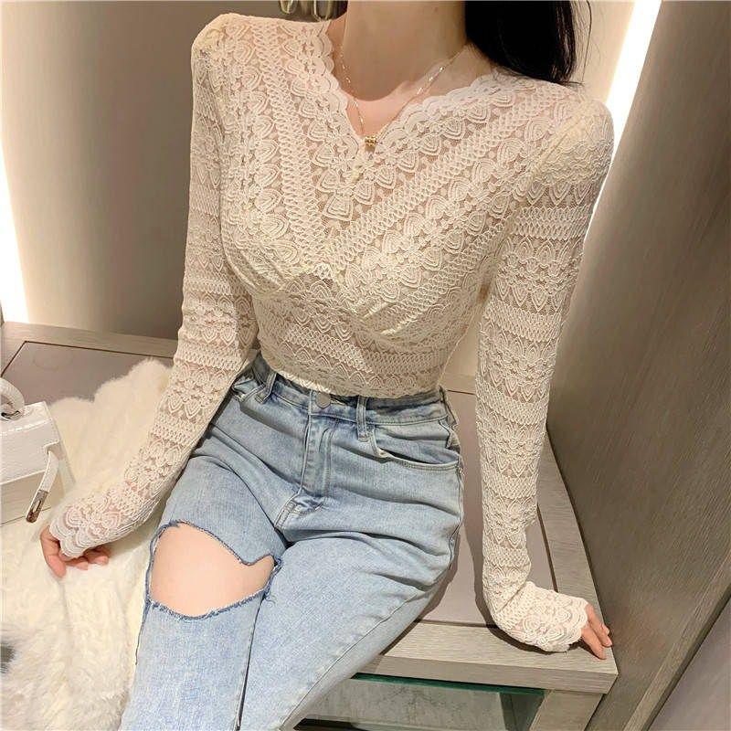 Women's Blouses & Shirts Blouse Women Lace Shirt Mesh V-neck Early Spring 2021 Bottoming Top Blusas Ropa De Mujer, White
Women's Blouses & Shirts Blouse Women Lace Shirt Mesh V-neck Early Spring 2021 Bottoming Top Blusas Ropa De Mujer, White